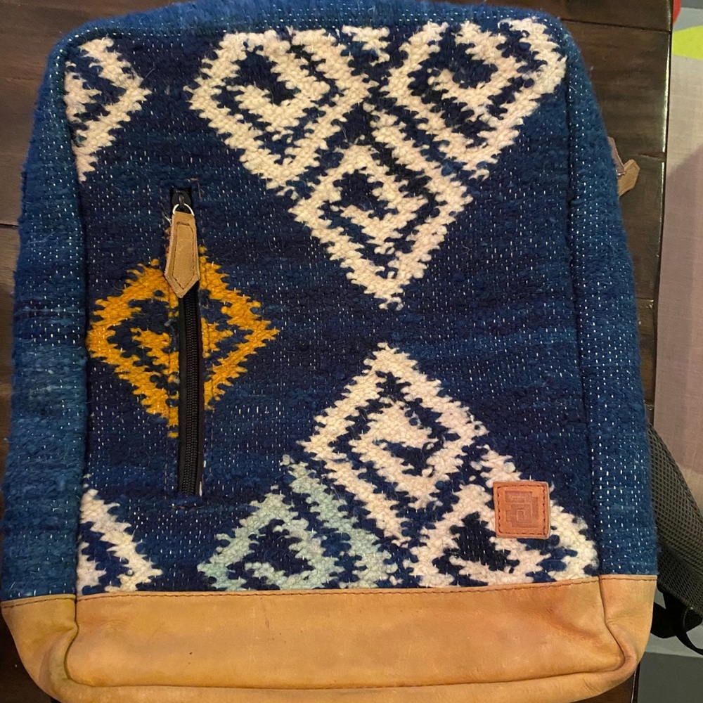 Handmade Leather and Wool woven back pack
